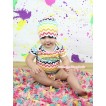 Xmas Plain Style Rainbow Chevron Baby Jumpsuit & Cap Set TH534